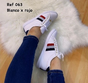 Tenis Blanco Rojo Azul
