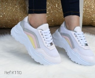 Tenis Blanco Rosa Amarillo